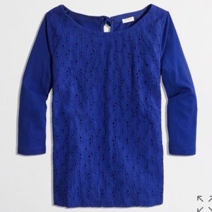 J. Crew royal blue eyelet front keyhole back top